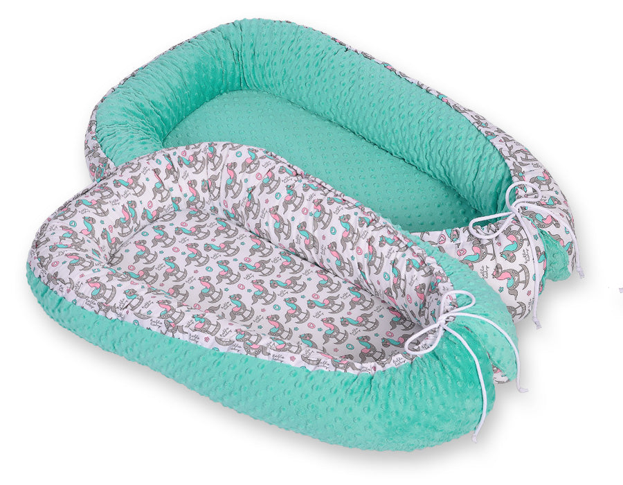 Baby nest double-sided Premium Cocoon for infants BOBONO minky- rocking horses