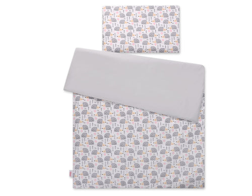 Baby cotton bedding set 2-pcs 135x100 cm- hedgehogs grey