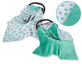Big double-sided car seat blanket for babies - hedgehogs mint