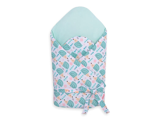 Baby nest 2in1 with stiffening with bow - hedgehogs mint