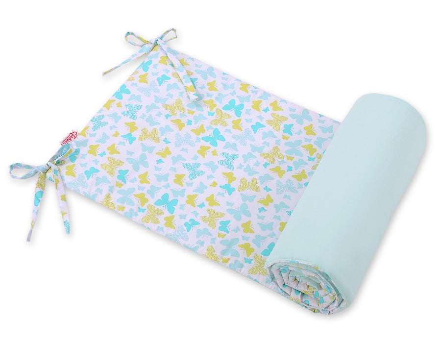 Universal bumper for cot - blue butterflies