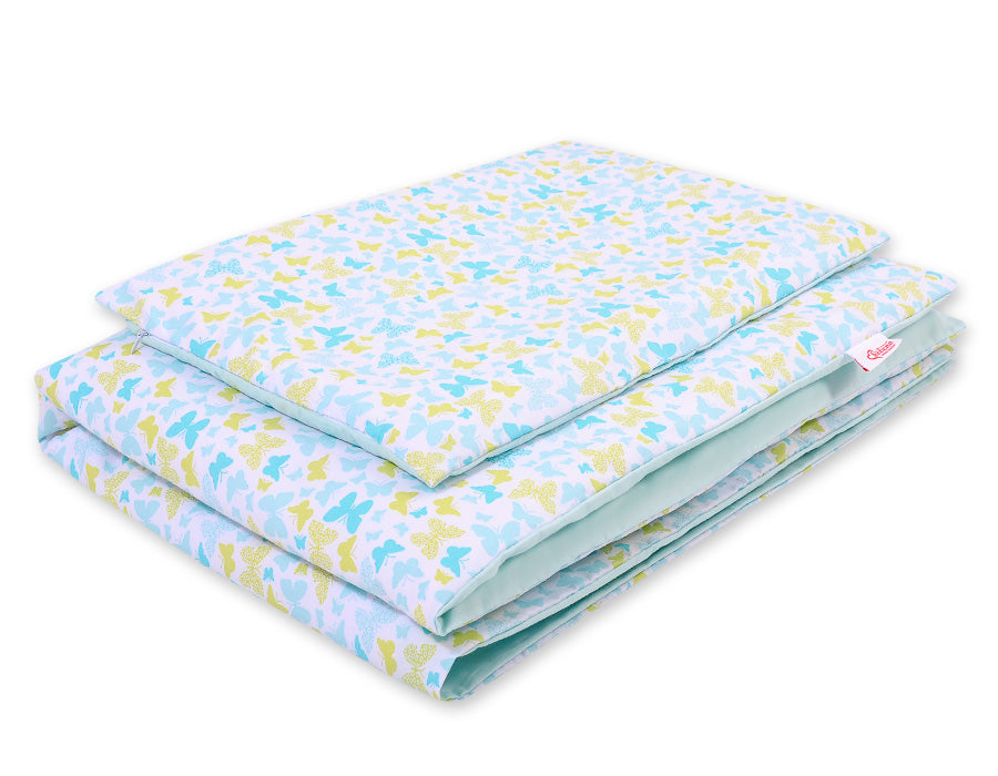 Baby cotton bedding set 2-pcs 140x200 Junior - blue butterflies