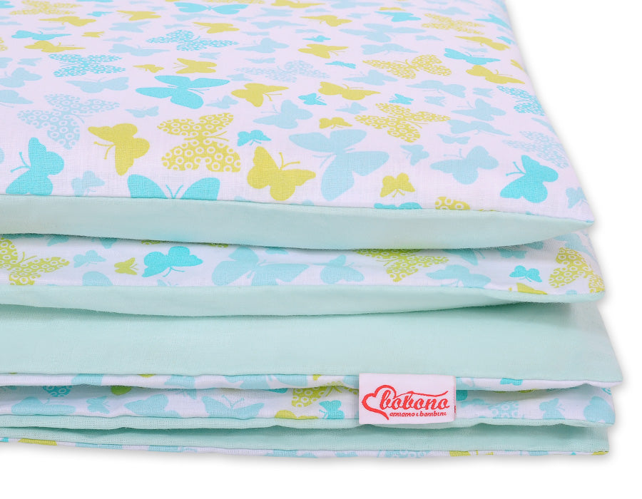 Baby cotton bedding set 2-pcs 135x100 cm- blue butterflies
