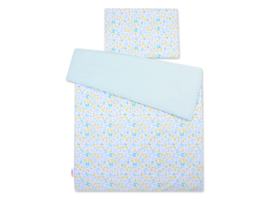 Baby cotton bedding set 2-pcs 140x200 Junior - blue butterflies