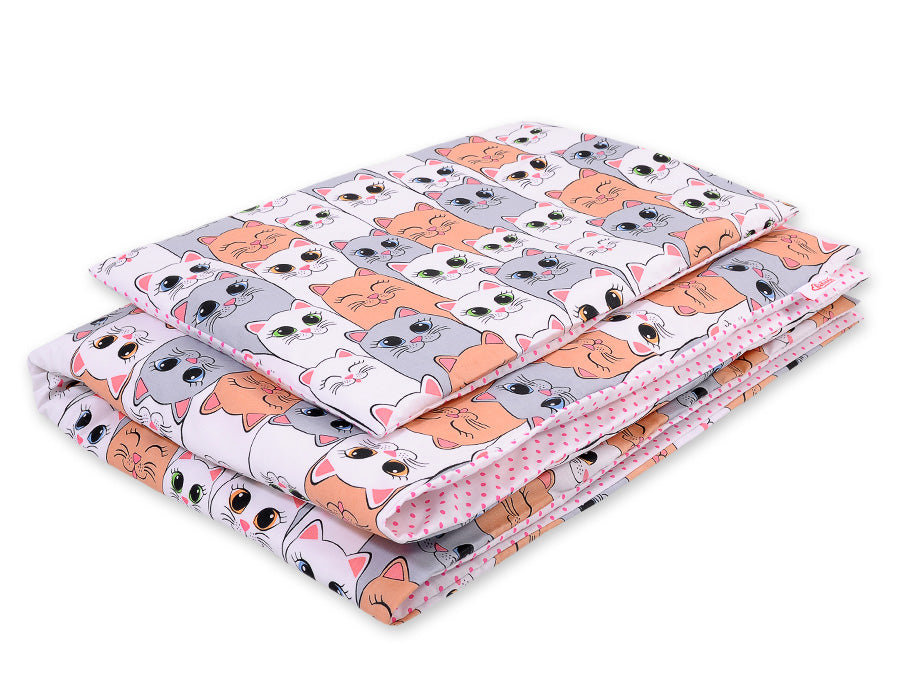 Bedding set 2pcs 100x135 cm- gray-pink cats