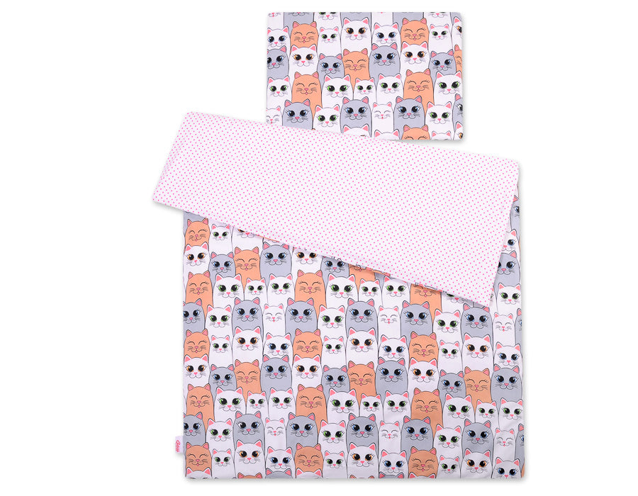 Bedding set 2pcs 100x135 cm- gray-pink cats