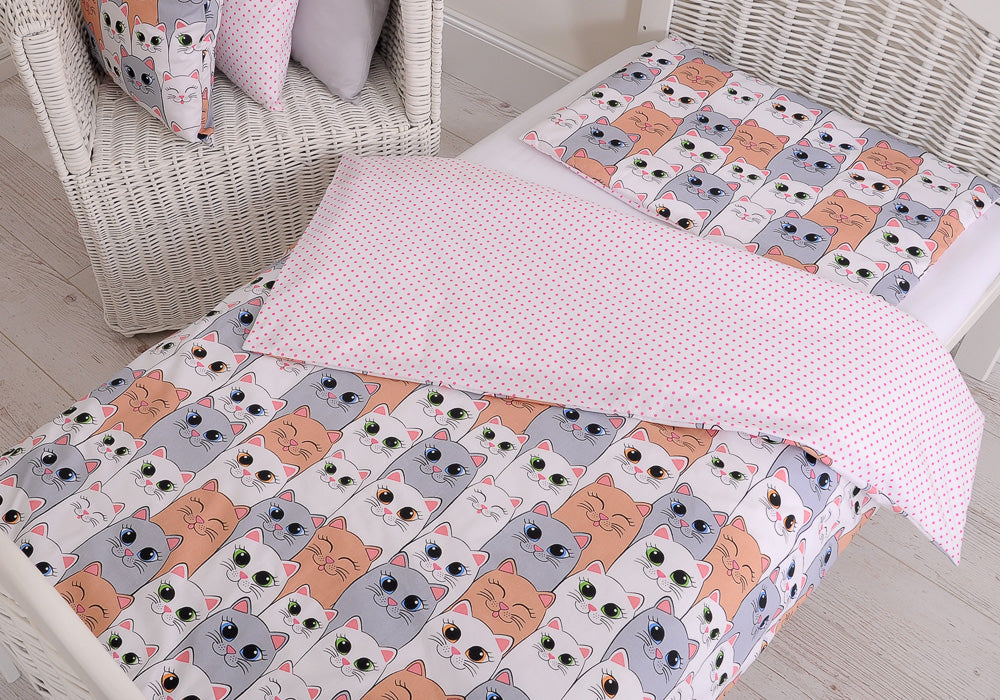 Bedding set 2pcs 100x135 cm- gray-pink cats