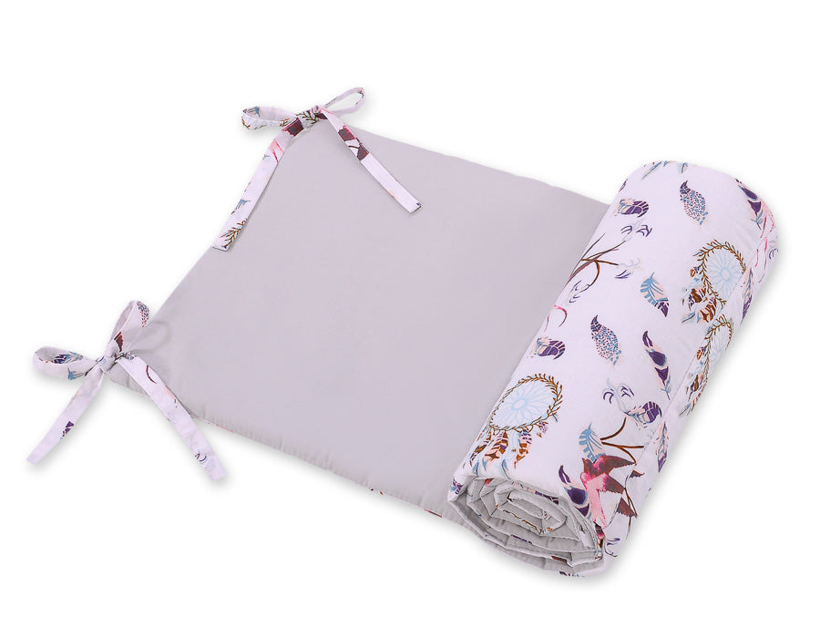 Universal bumper for cot -swallows pink