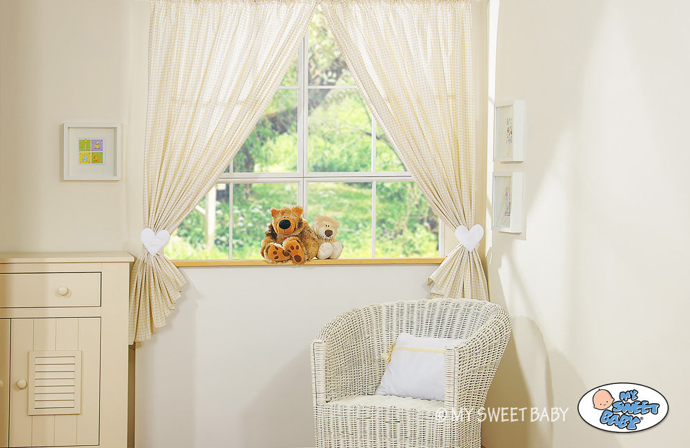 Curtains for baby room- Milo- Teddy Bear with heart white