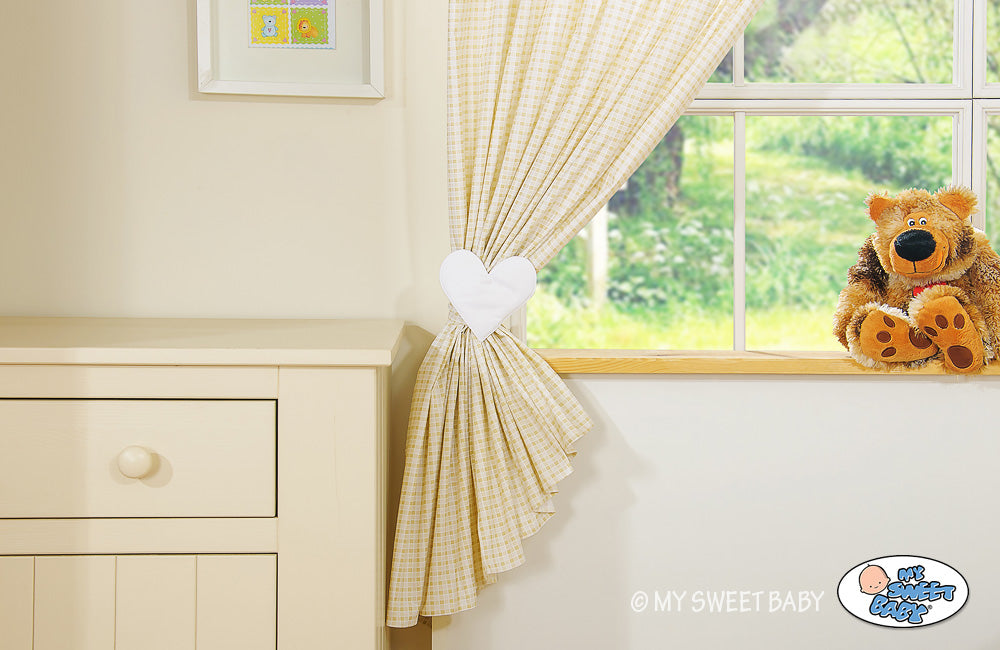 Curtains for baby room- Milo- Teddy Bear with heart white