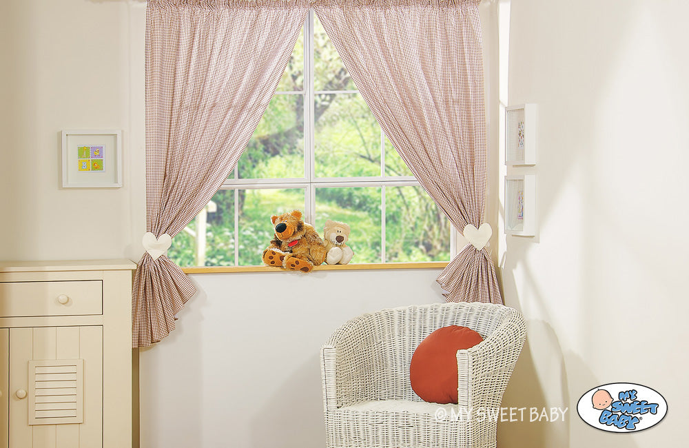 Curtains for baby room- Milo- Teddy Bear with heart brown