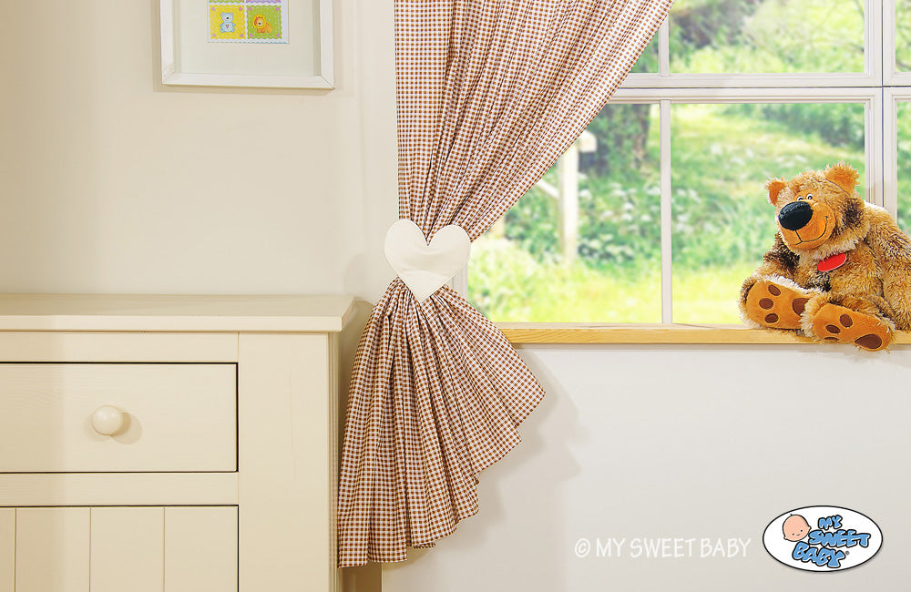 Curtains for baby room- Milo- Teddy Bear with heart brown