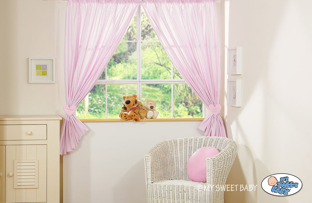 Curtains for baby room- Milo- Teddy Bear with heart pink