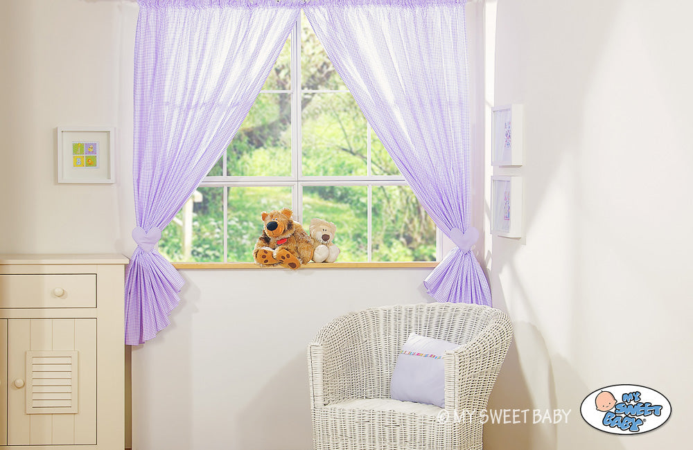 Curtains for baby room- Milo- Teddy Bear with heart lilac