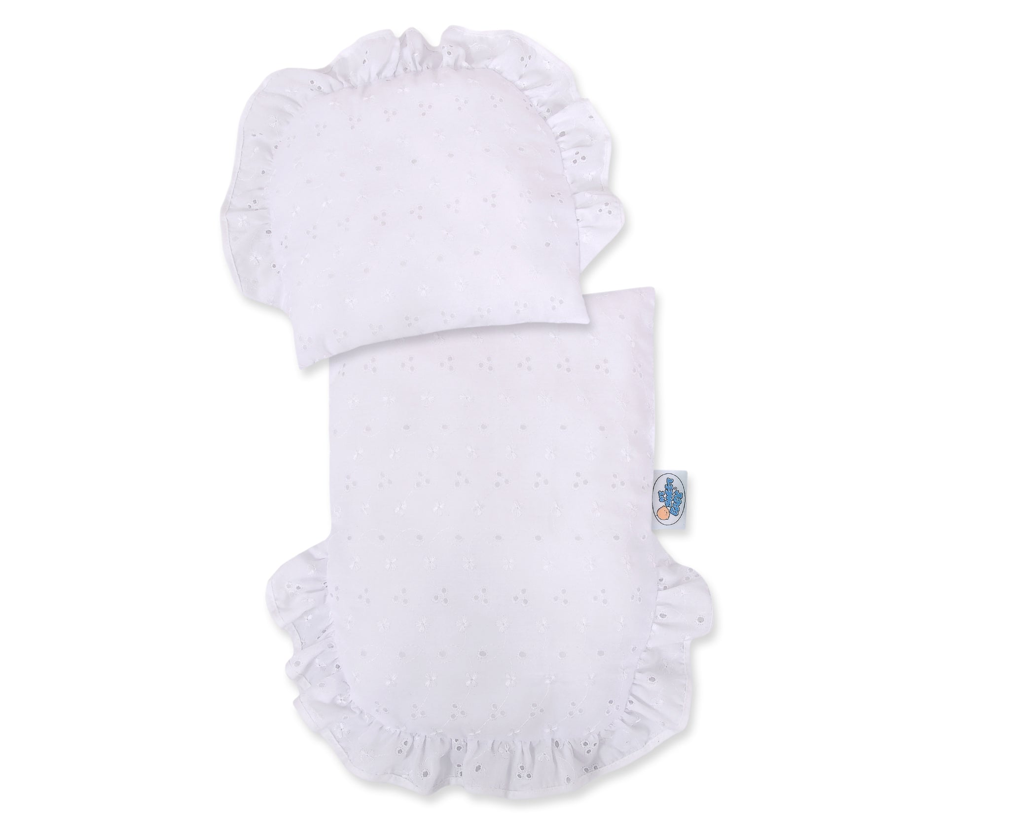 Wicker doll pushchair with bedding and soft padding AURORA - white