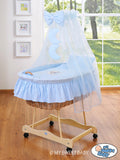 Moses Basket/Wicker drape crib- Good night blue