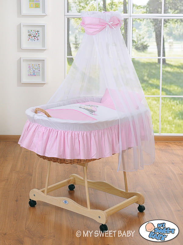 Moses Basket/Wicker drape crib- Donkey Luca pink
