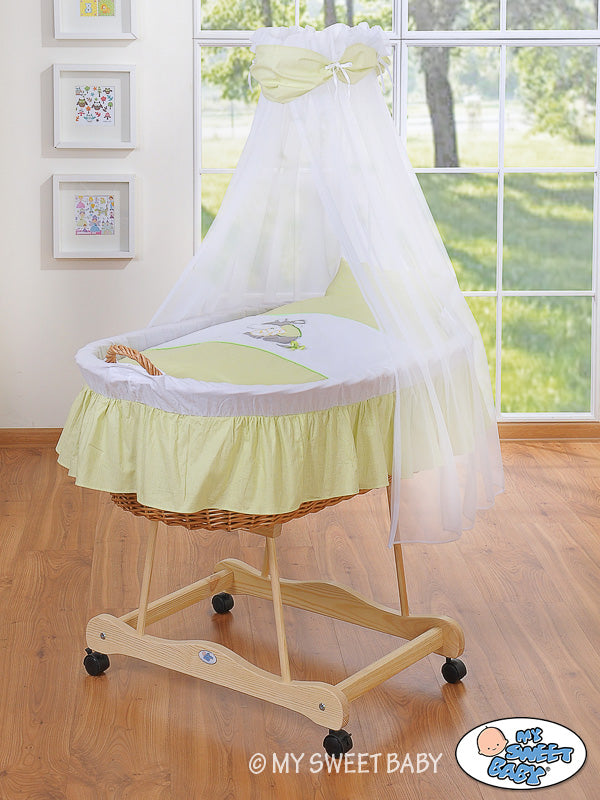 Moses Basket/Wicker drape crib- Donkey Luca green