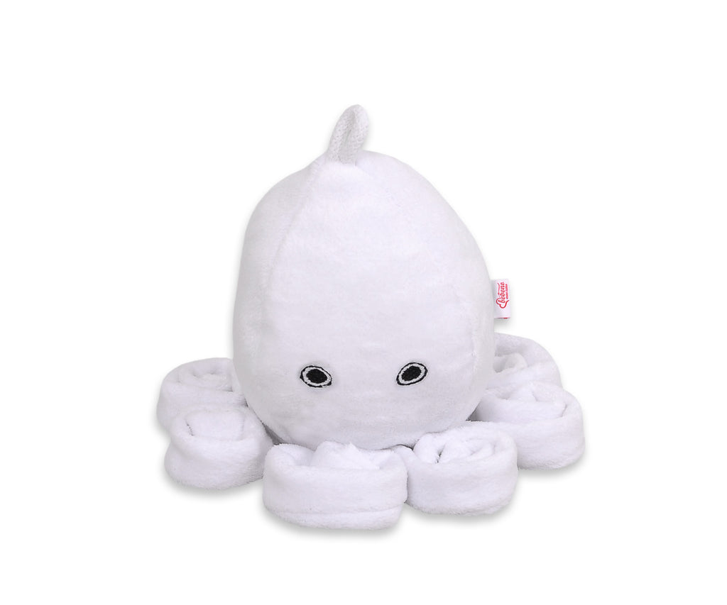 Cuddly octopus with rattle - white - smooth minky