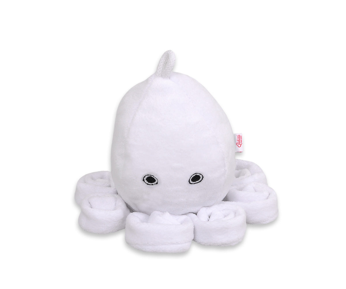 Cuddly octopus with rattle - white - smooth minky