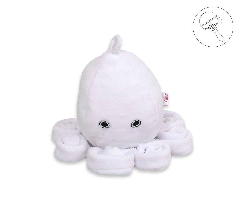 Cuddly octopus with rattle - white - smooth minky