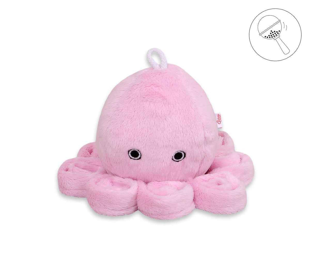 Cuddly octopus with rattle - pink - smooth minky