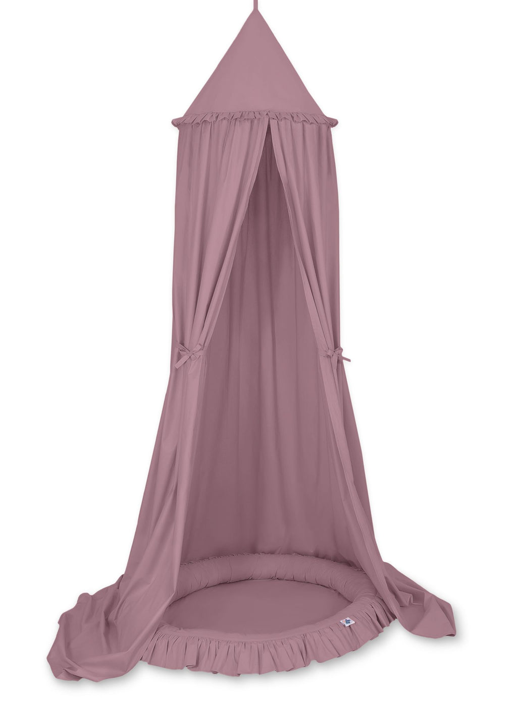 Set: Hanging baldachin for children's room cotton + nest with flounce - pastel violet