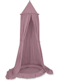 Set: Hanging baldachin for children's room cotton + nest with flounce - pastel violet