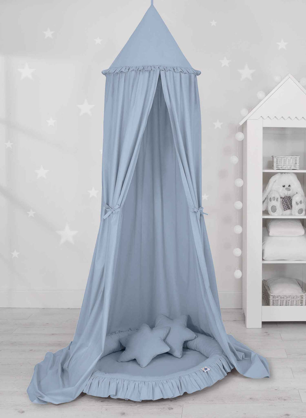 Hanging cotton canopy for children's room  - pastel blue