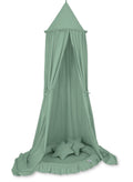 Set: Hanging baldachin for children's room cotton + nest with flounce + pillows - pastel green