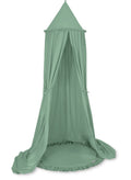 Set: Hanging baldachin for children's room cotton + Floor play mat- pastel green