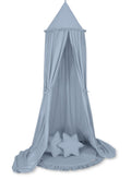 Set: Hanging baldachin for children's room cotton + Floor play mat + pillows - pastel blue
