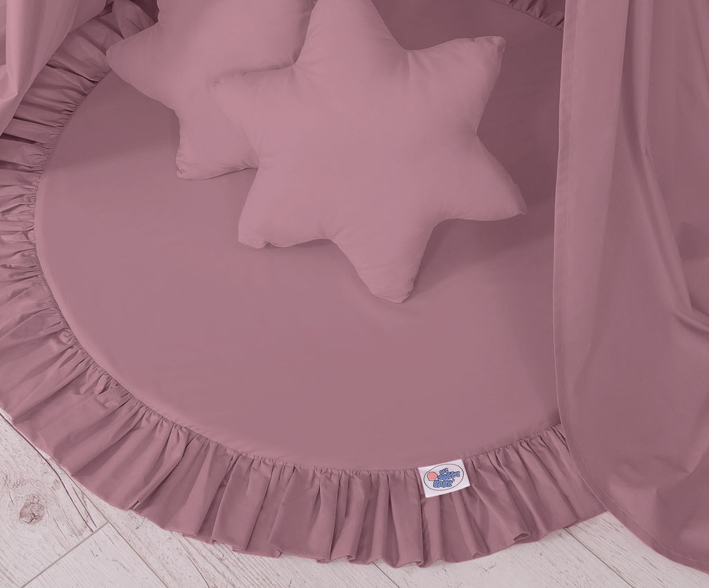 Set: Hanging baldachin for children's room cotton + Floor play mat + pillows - pastel violet