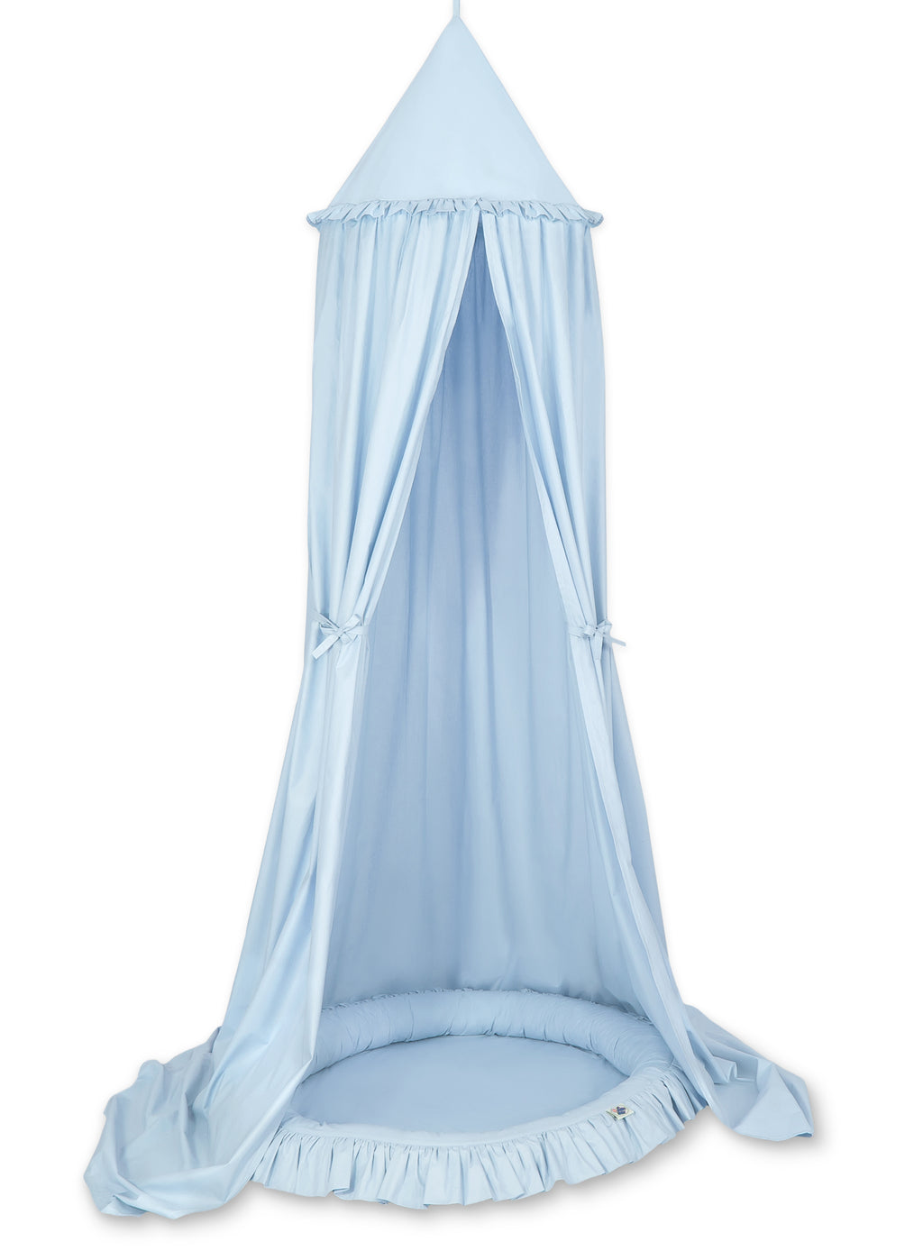 Set: Hanging baldachin for children's room cotton + nest with flounce - blue