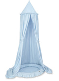Set: Hanging baldachin for children's room cotton + nest with flounce - blue