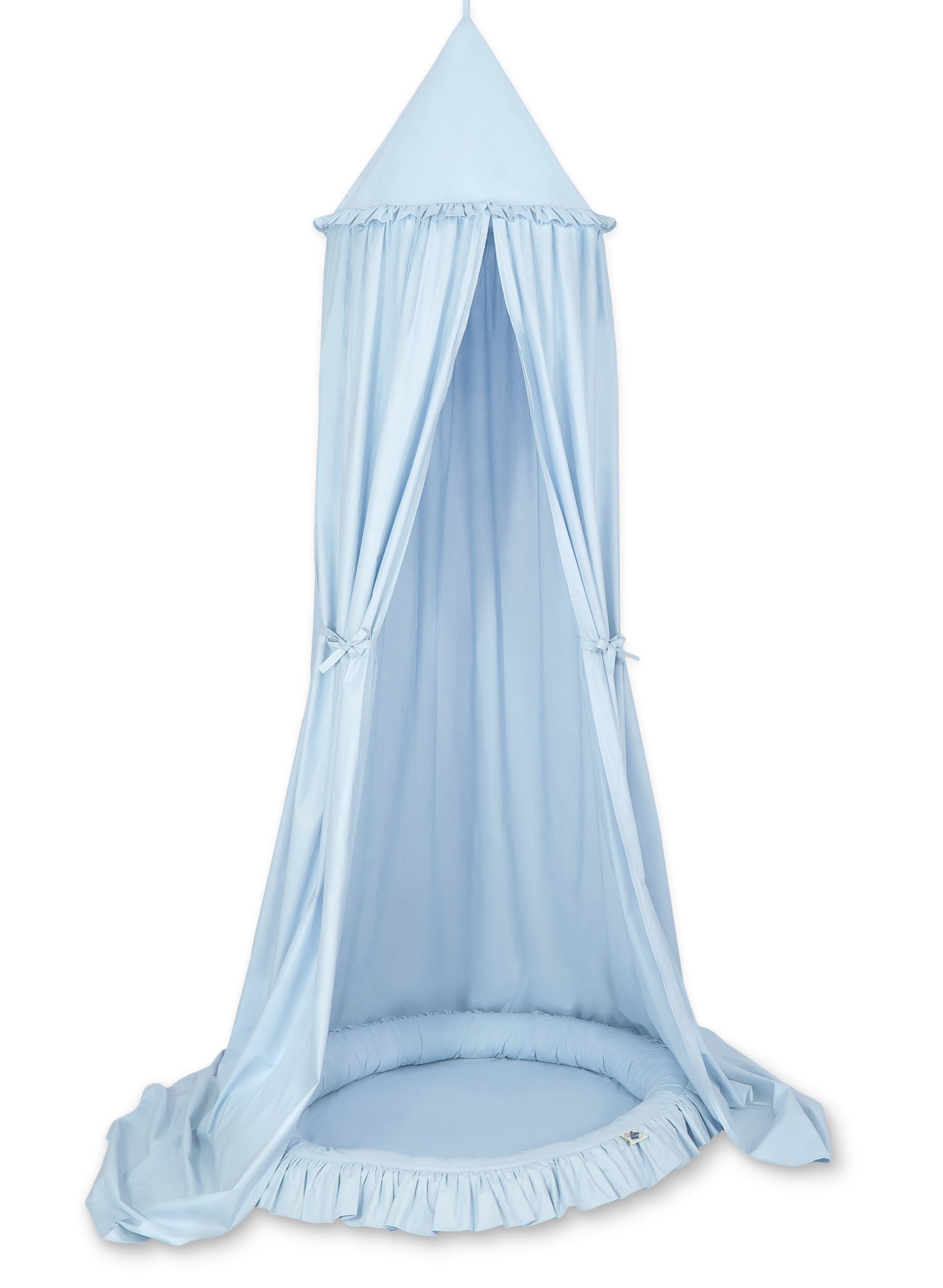 Set: Hanging baldachin for children's room cotton + nest with flounce - blue