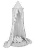 Set: Hanging baldachin for children's room cotton + Floor play mat + pillows - gray