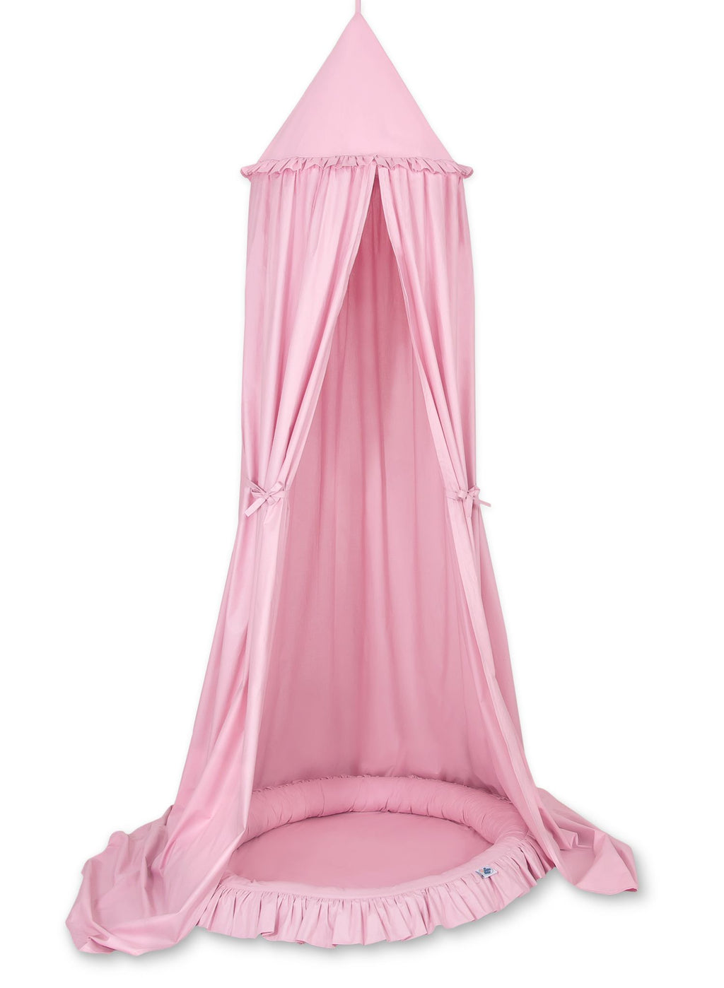 Set: Hanging baldachin for children's room cotton + nest with flounce - pink