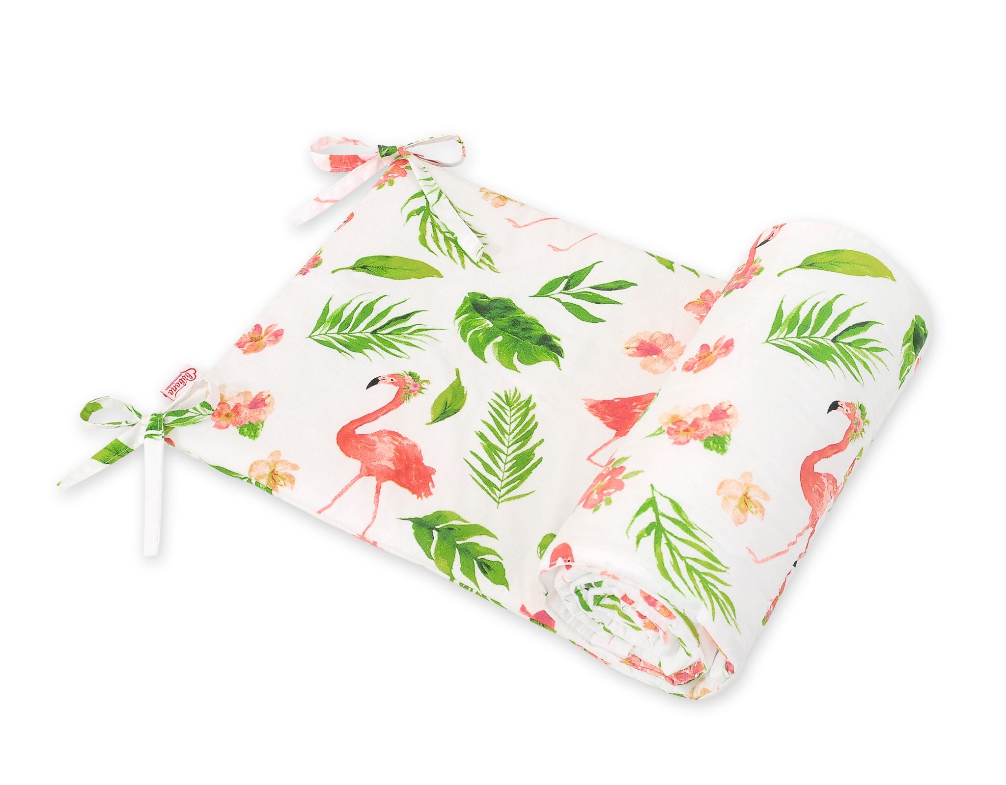 Universal bumper for cot - coral flamingos