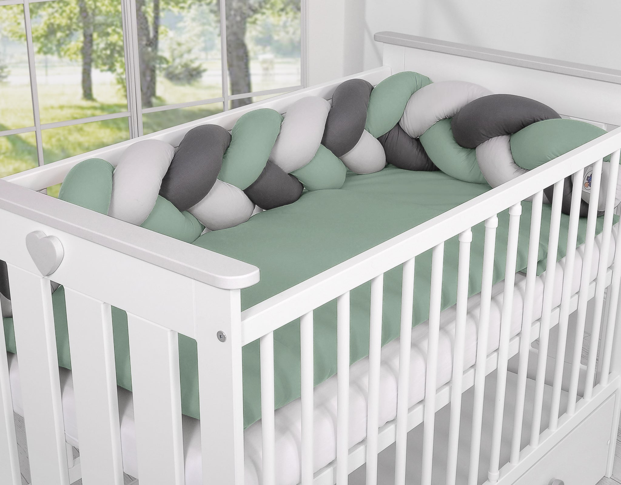 Knot bumper- pastel green - gray - anthracite