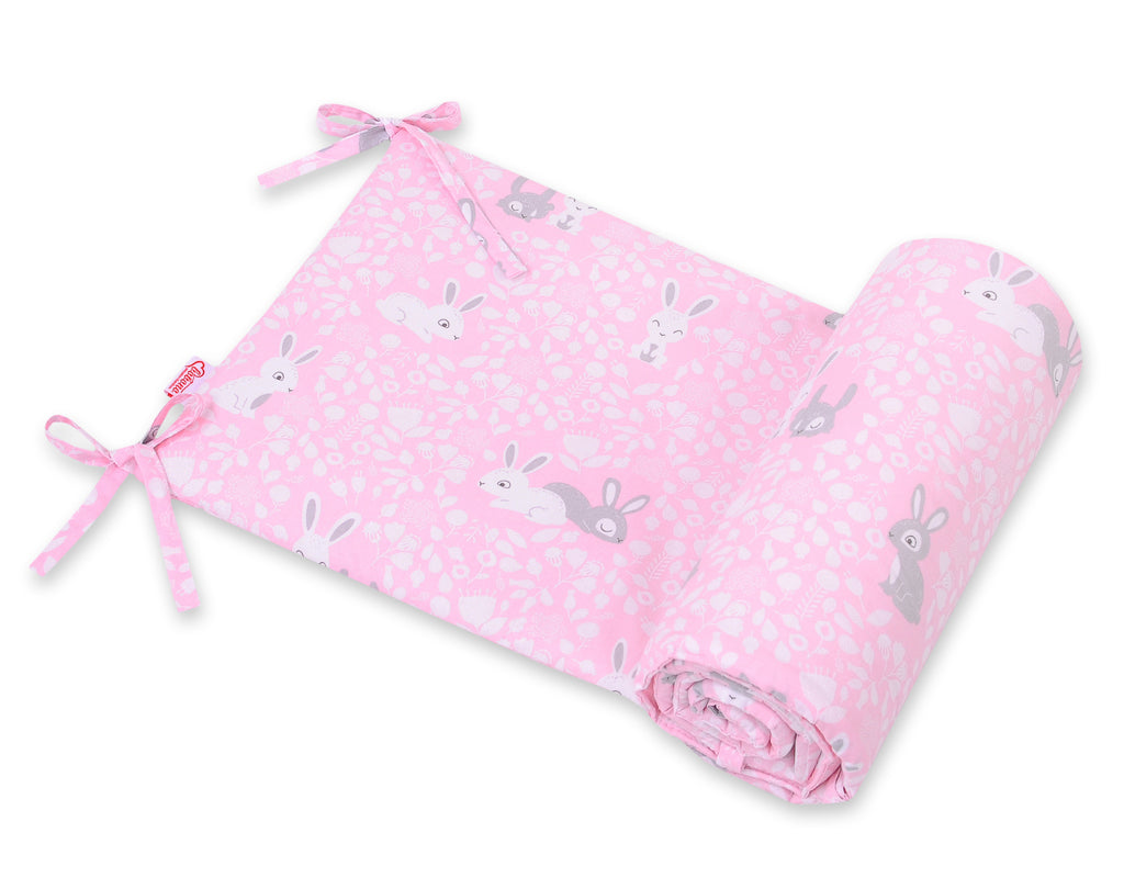 Universal bumper for cot - pink rabbits
