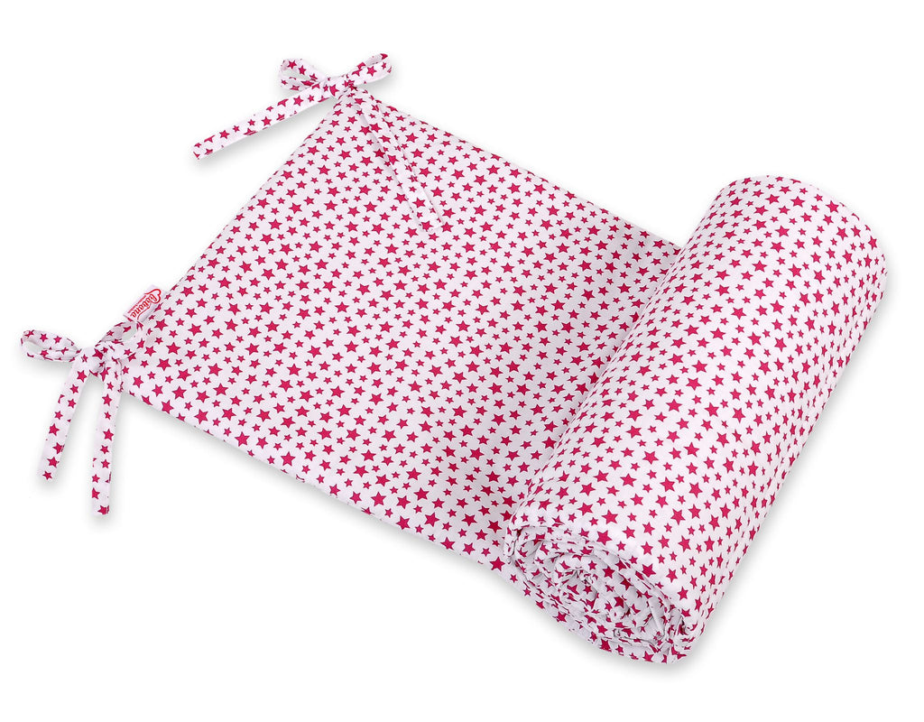 Universal bumper for cot -  white-wine red stars