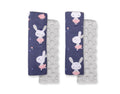 Double sided pads BOBONO for seat belts - blue rabbits/gray