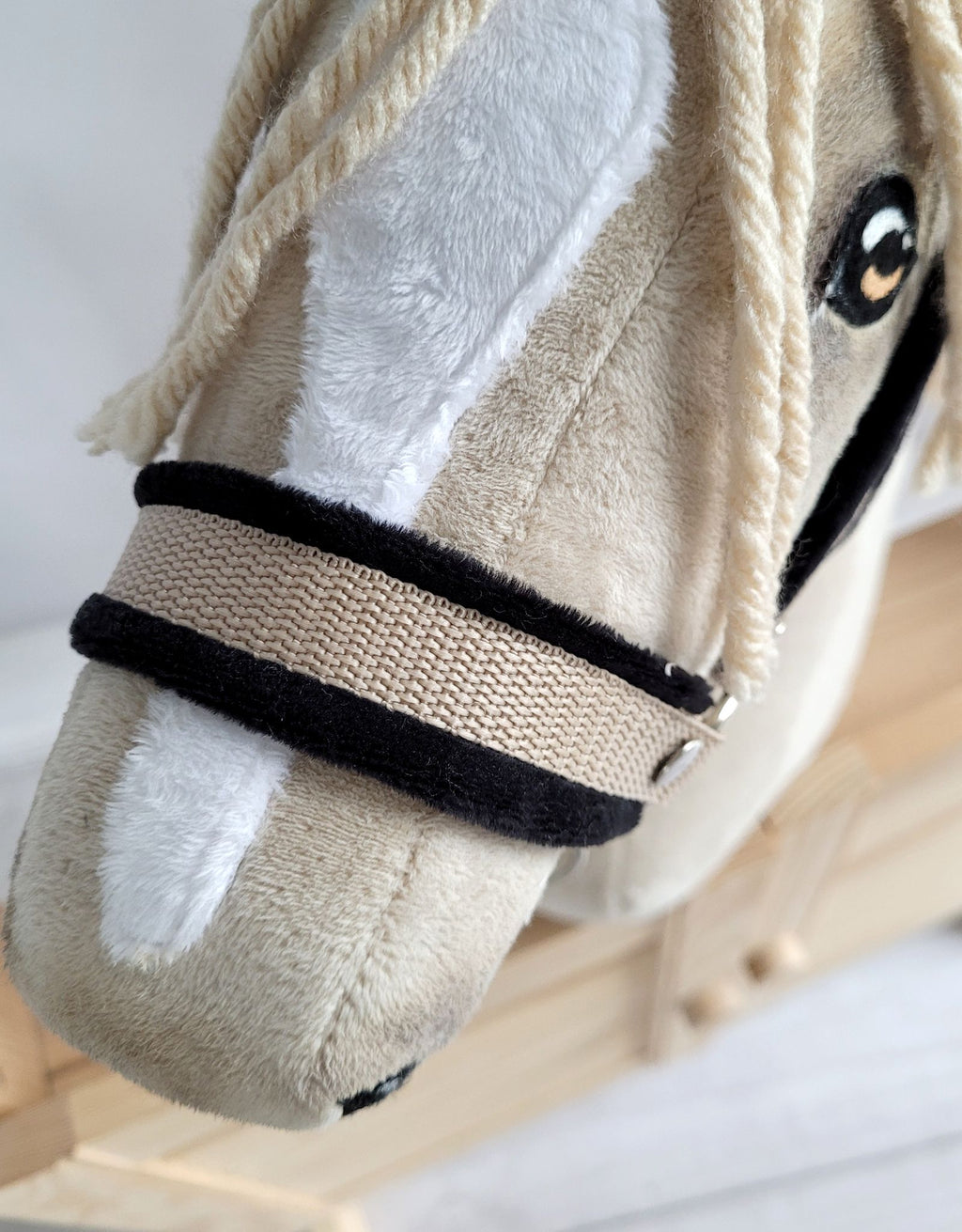 The adjustable halter for Hobby Horse A3 - beige with black furry