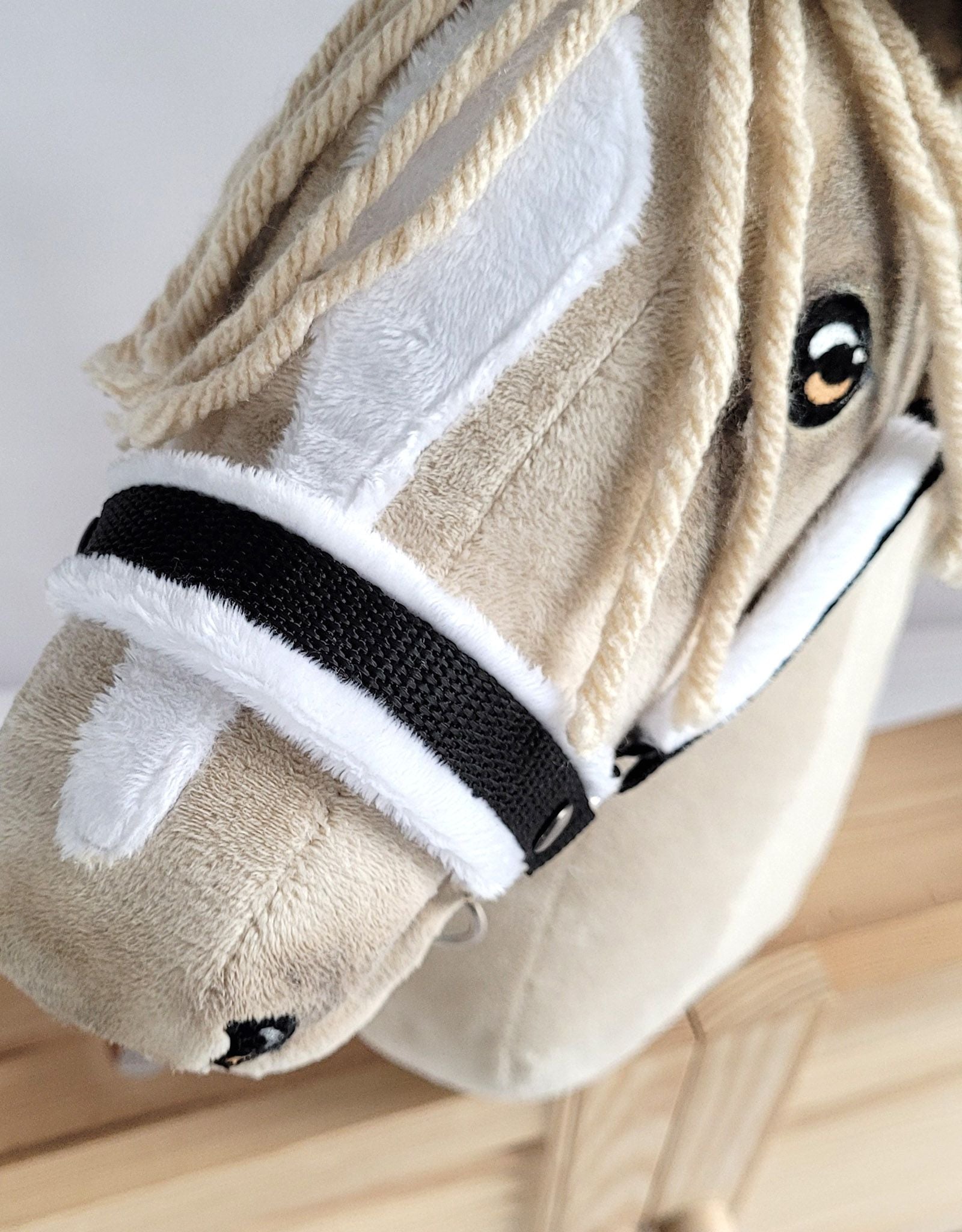 The adjustable halter for Hobby Horse A3 - black with white furry