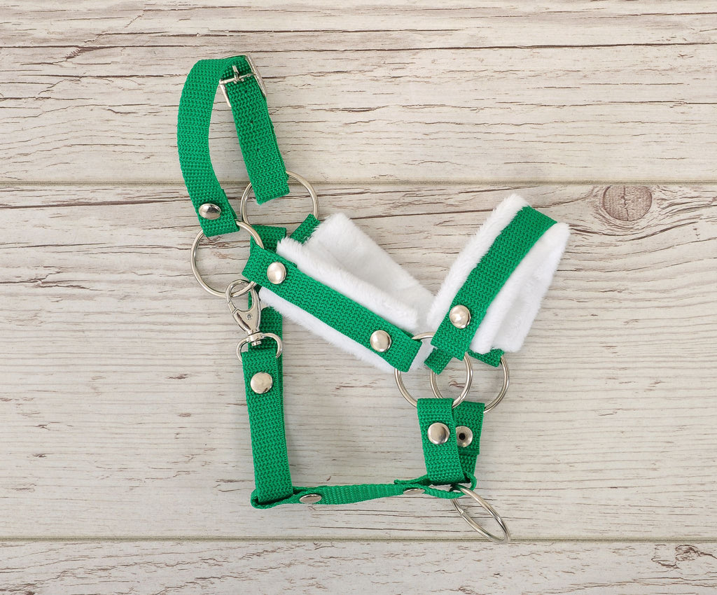 The adjustable halter for Hobby Horse A3 - green with white furry