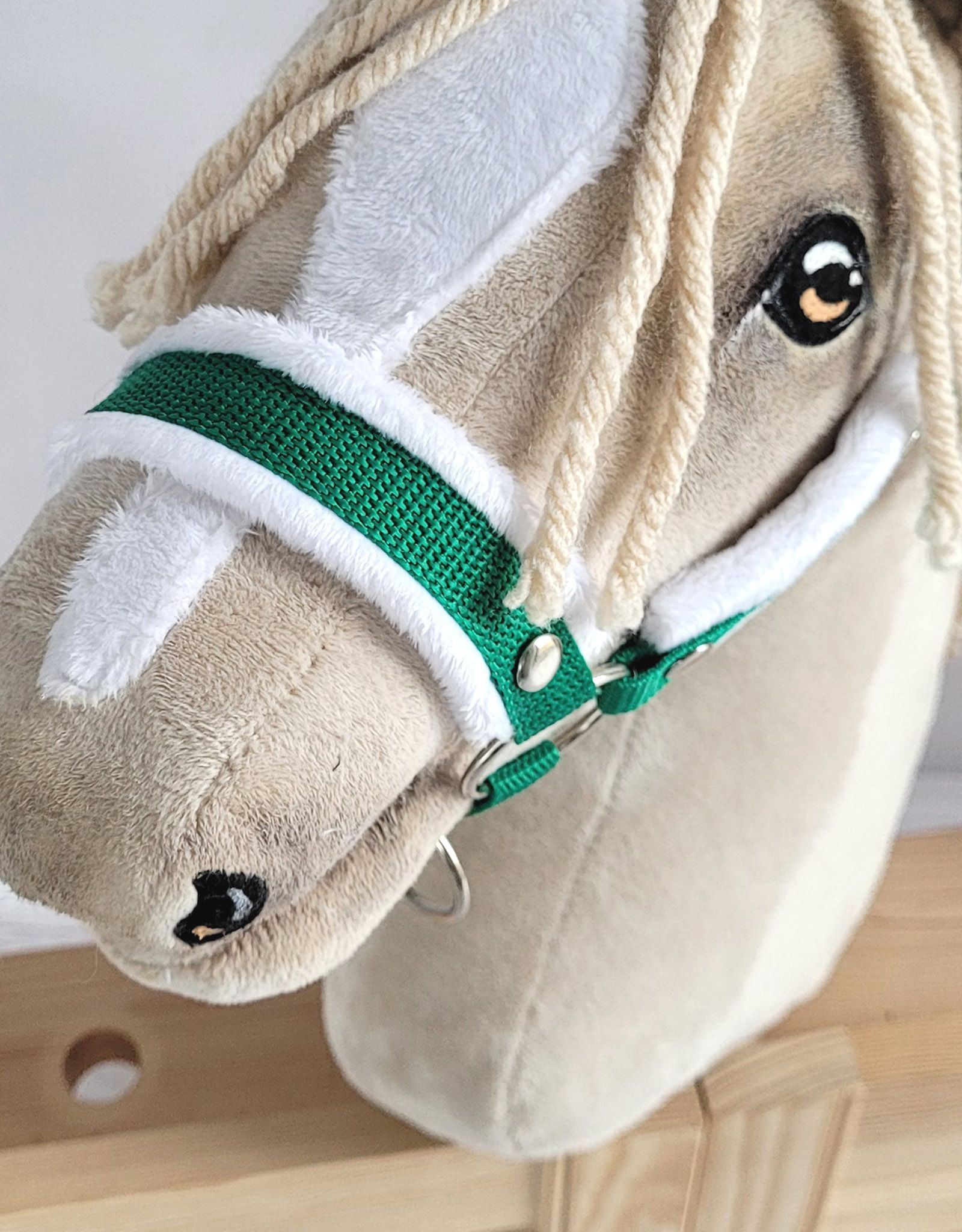 The adjustable halter for Hobby Horse A3 - green with white furry