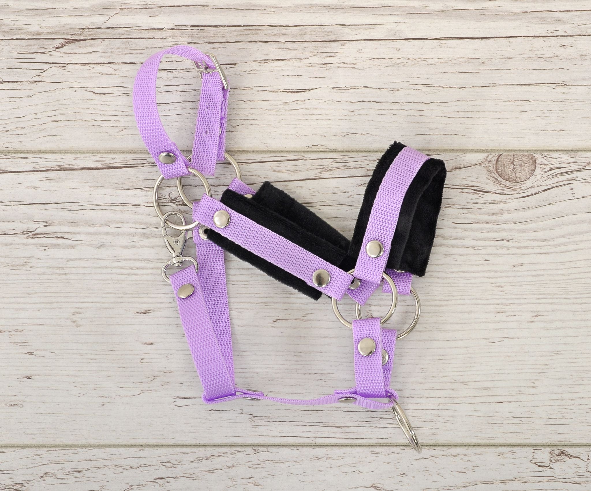 The adjustable halter for Hobby Horse A3 - purple with black furry