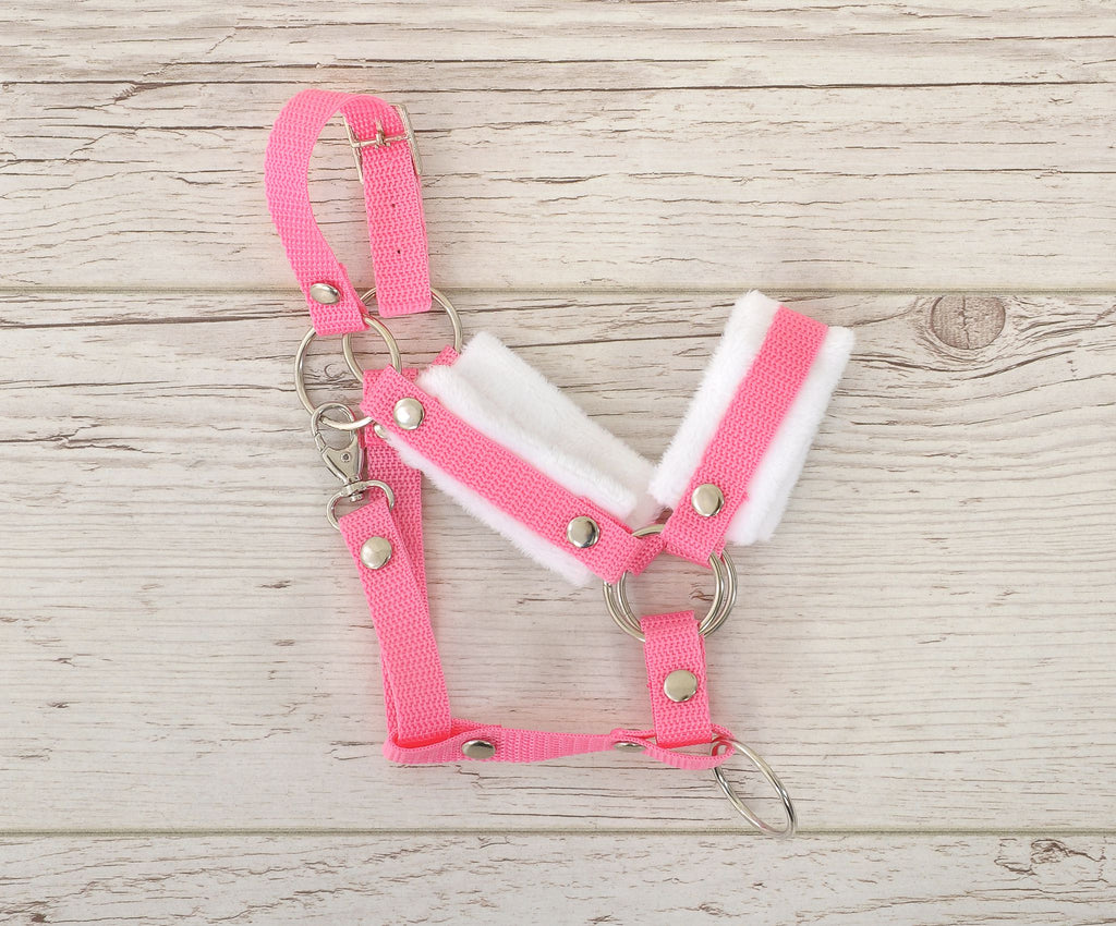 The adjustable halter for Hobby Horse A3 - pink with white furry