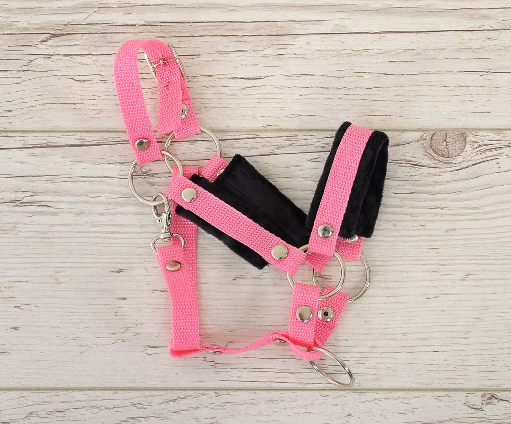 The adjustable halter for Hobby Horse A3 - pink with black furry